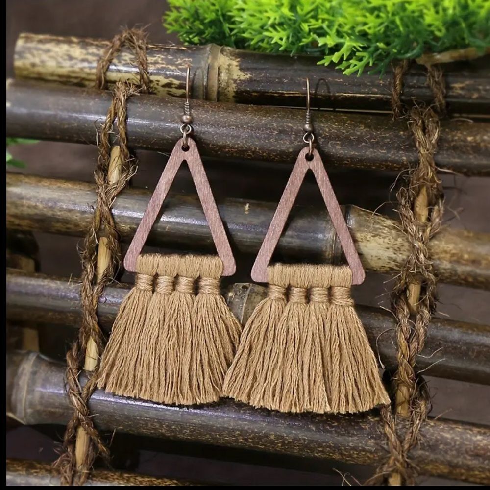 Boho Tribal Triangle Dangle Earrings